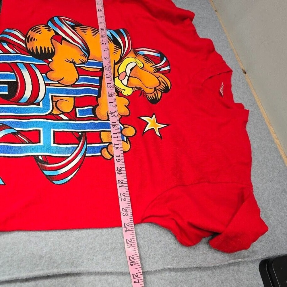Vtg Garfield TShirt Tee XL Red Single Stitch Patriotic USA American Stars - Picture 5 of 10